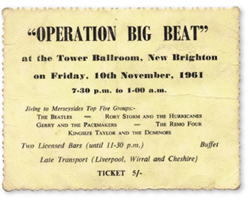 The Beatles - November 10, 1961 Ticket