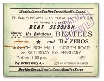 The Beatles - Febuary 10, 1962 Ticket