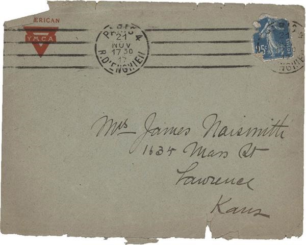 - James Naismith Signed YMCA Mailing Envelope