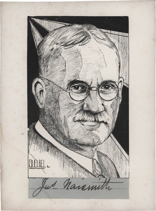 The Dr. James Naismith Collection - James Naismith Signature on a Portrait