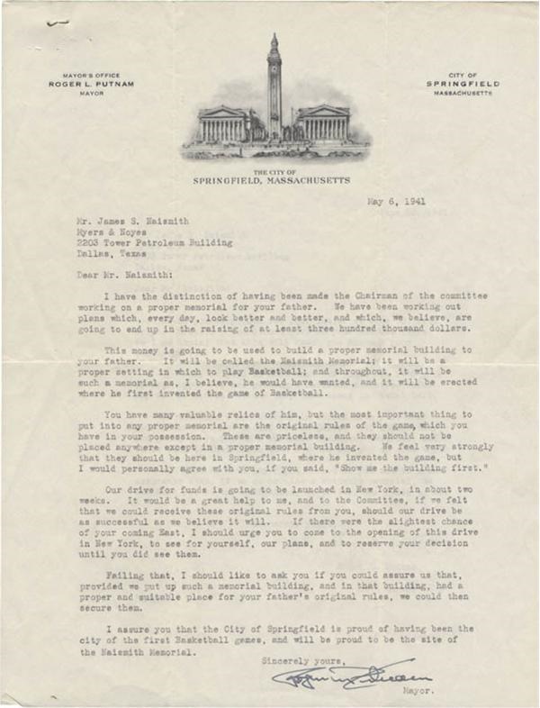 - Letters to the Naismith Family From The Basketball Hall of Fame, Springfield College, Etc.(11)