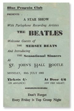 The Beatles - July 30, 1962 Ticket