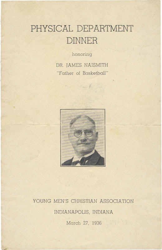 1936 YMCA Physical Department Dinner Announcment Featuring Dr. James Naismith