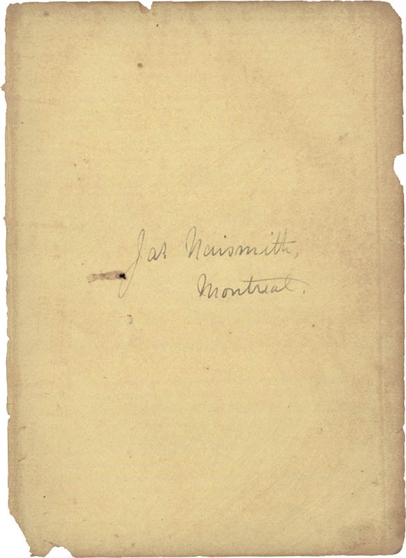 - Very Early Signature of James Naismith