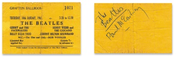 The Beatles - January 10, 1963 Autographed Ticket