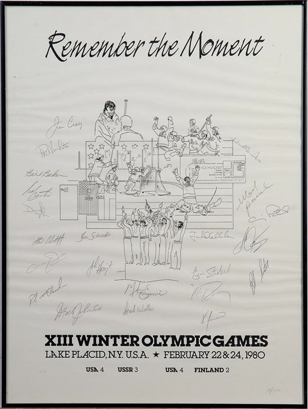 - 1980 United States Hockey Team Signed Poster Including Herb Brooks