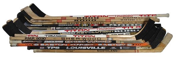 Large Collection of Game Used NHL Sticks - Hall of Famers, Future Hall of Famers and Current Stars (49)