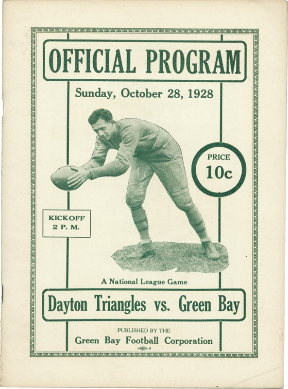 Football - 1928 Green Bay Packers Program with Curly Lambeau Cover