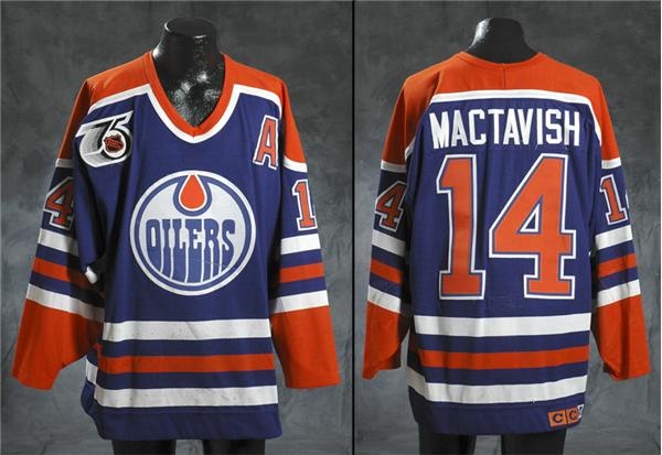 - 1991-92 Craig MacTavish Edmonton Oilers Game Worn Jersey