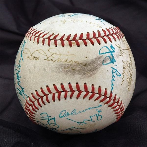 Baseball Autographs - 1951 World Series Signed Baseball with 
Former President Herbert Hoover