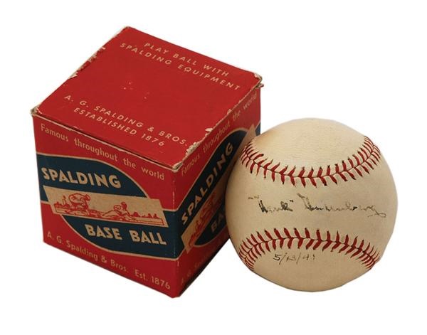 - 1941 Hank Greenberg Vintage Single Signed Baseball