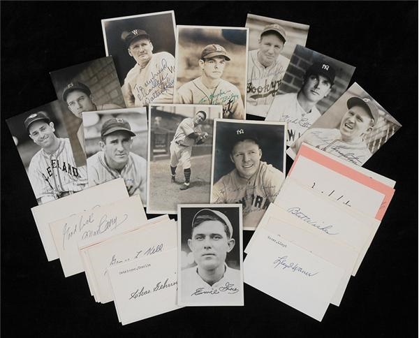 Baseball Autographs - Collection of Signed Photos and 3 x 5’s including 
Walter Johnson Signed Geo. Burke Photo