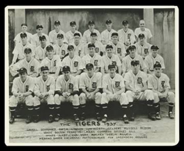 Ty Cobb and Detroit Tigers - 1937 Detroit Tigers Team Photograph by Burke (8x10")