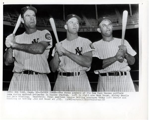 Maris and Mantle - Mantle, Bauer and Woodling A Day Before the World Series (1952)