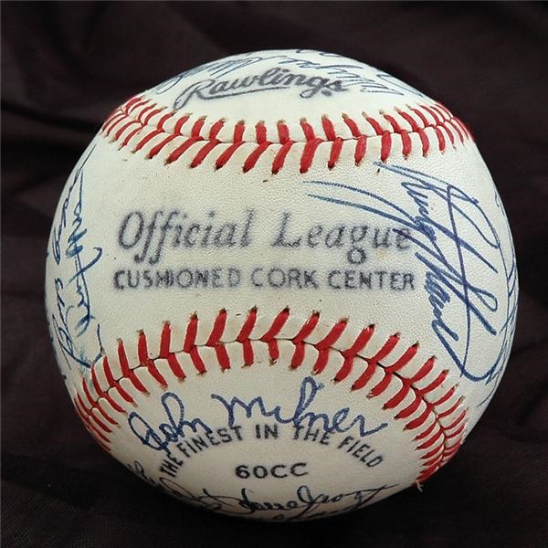 Baseball Autographs - 1973 National League Champion New York Mets Team Signed Baseball From Rusty Staub