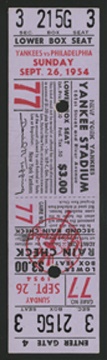 - 1954 Last Philadelphia Athletics Game Full Ticket