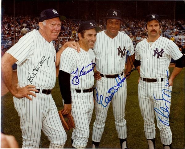 NY Yankees, Giants & Mets - New York Yankees All Time Great Catchers Signed Photo with Thurman Munson