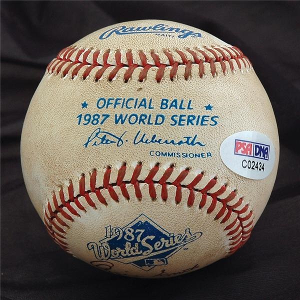 - 1987 World Series Game Used Baseball Signed By Ozzie Smith