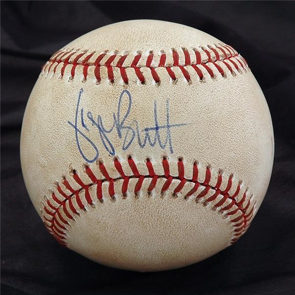 Historical Baseballs - George Brett 3,000th Hit Game Used & Autographed Baseball