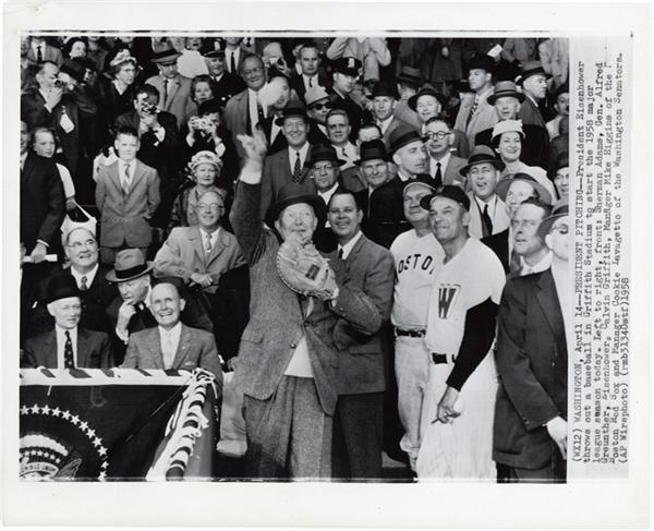 Presidential Baseball - Three Dwight D. Eisenhower Baseball Photos