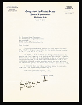 Historical - 1950 John F. Kennedy Signed Letter