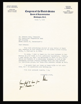 1950 John F. Kennedy Signed Letter