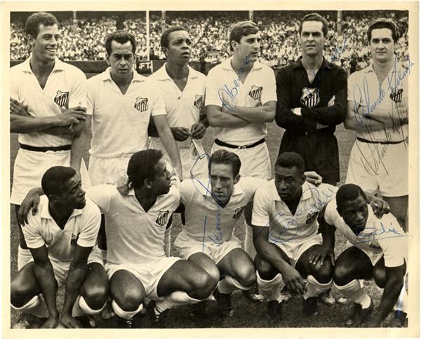 - 1960's Santos Vintage Signed Photo with Pele