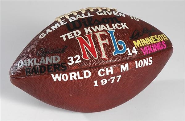 - 1977 Super Bowl Game Used Football Given to Ted Kwalick