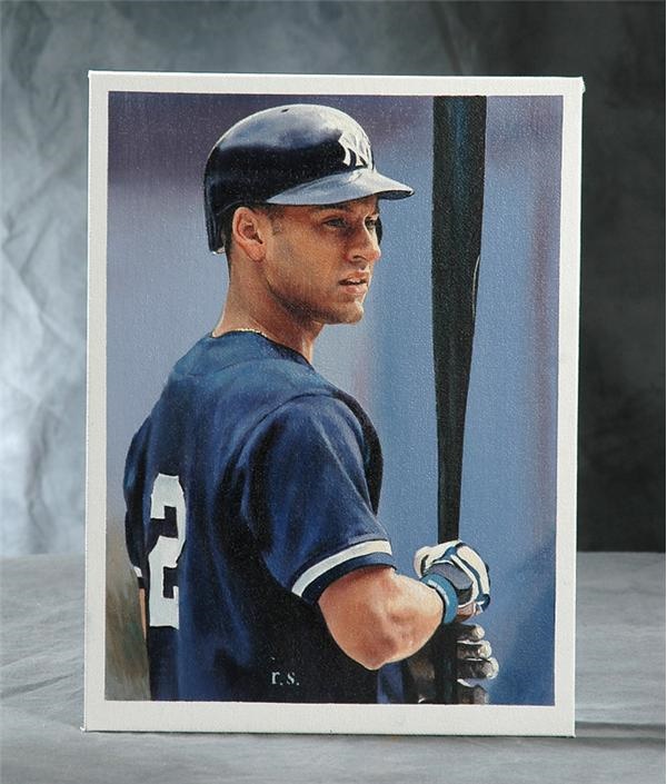 NY Yankees, Giants & Mets - Derek Jeter Original Painting by Ron Stark