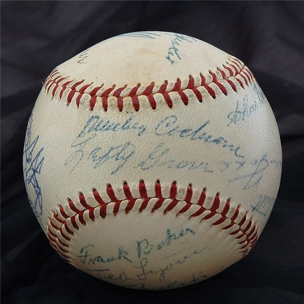 - 1950's Hall of Famers Signed Baseball with Jimmie Foxx