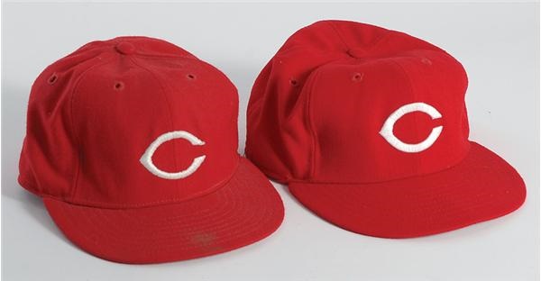 Joseph Scudese Collection - Johnny Bench and Pete Rose Game Used Autographed Hats