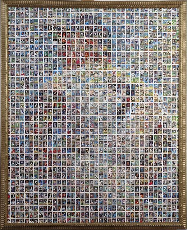 NY Yankees, Giants & Mets - Mickey Mantle Artwork Made Up of Topps Micro Baseball Cards