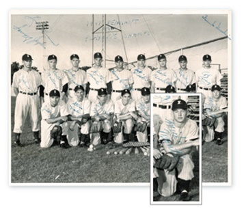 - 1949 Mickey Mantle Independence Yankees Team Signed Photograph