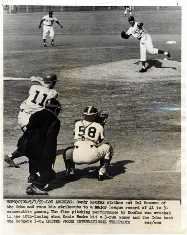 - Sandy Koufax Breaks ML Strikeout Record (1959)