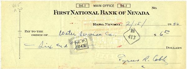 Baseball Autographs - 1946 Ty Cobb Signed Bank Check