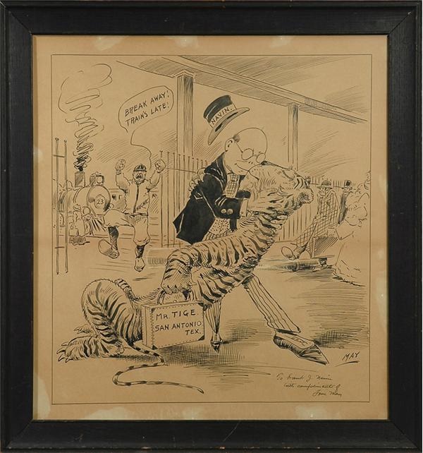 Ernie Davis - Magnificent 1910’s Original Artwork of Hugh Jennings and Frank Navin