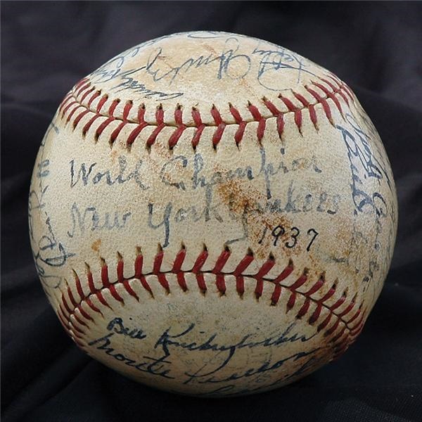 - 1937 New York Yankees Team Signed Baseball