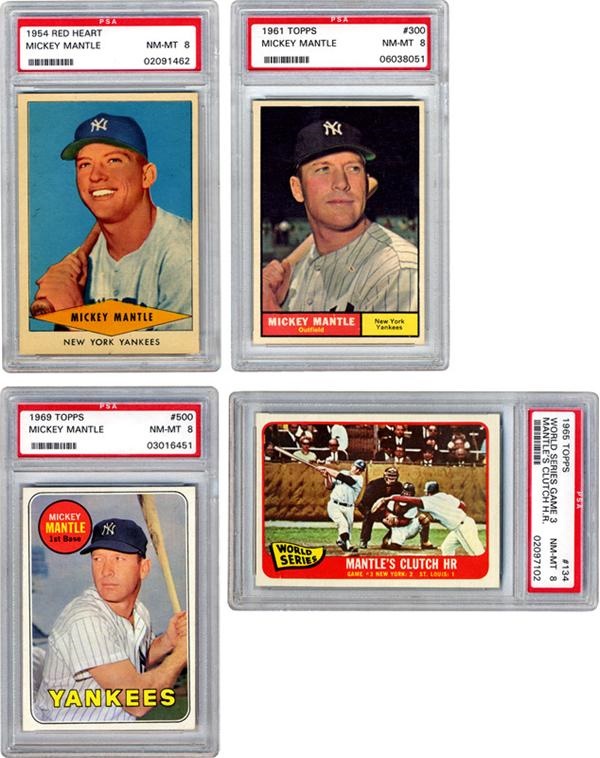 - 1954-1969 Mickey Mantle Baseball Cards 18 Different (14 PSA Graded)