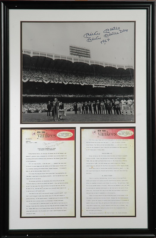 Baseball Autographs - Mickey Mantle Day Signed Photo With “Mickey Mantle Day 1969” Inscription