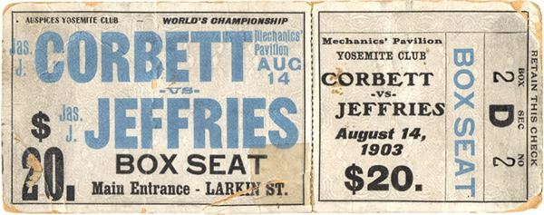 - 1903 James J. Corbett vs. James J. Jeffries Full Ticket
