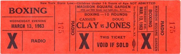 Jim Jacobs Collection - 1963 Cassius Clay vs. Doug Jones Full Ticket