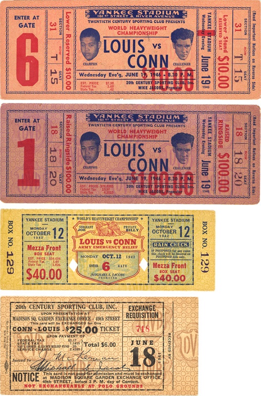 Jim Jacobs Collection - Joe Louis vs. Billy Conn Full Ticket Collection (4)