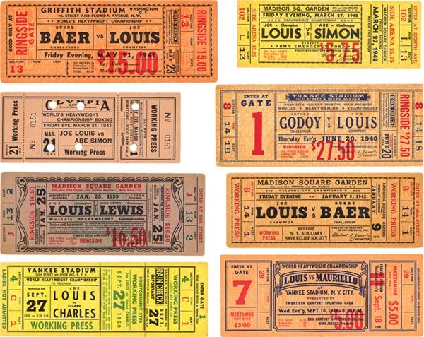 Jim Jacobs Collection - Joe Louis Full Ticket Collection of 8
