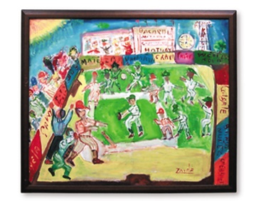 Cuban Sports Memorabilia - "Zaide" Cuban Baseball Oil-on-Canvas