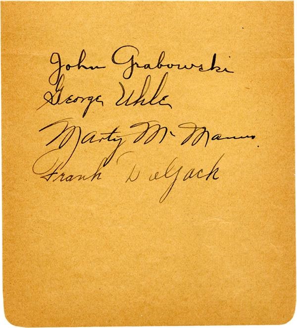 - Rare Signature of 1927 New York Yankee John Grabowski