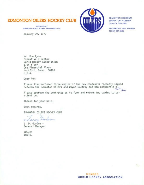 - 1979-80 Wayne Gretzky Edmonton Oilers 10-Year Rookie Contract