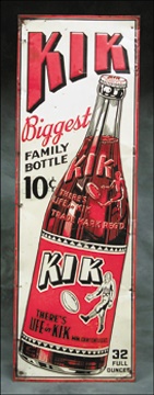 - 1930's Kik Soda 1930's Football Tin Lithographed Advertising Sign