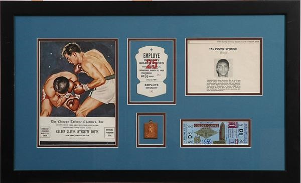 - 1959 Cassius Clay AAU and Golden Gloves Framed Displays (2)