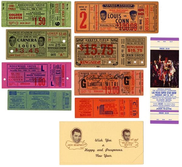 - Boxing Ticket Collection Including Louis Conn, and Sharkey Walker (10)