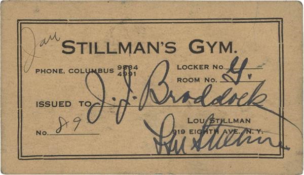 - Jim Braddock Boxing Stillman's Signed Card